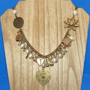 Vintage Keys & Trinkets Loaded Charm Necklace Love Diary Kitschy Bauble Artisan